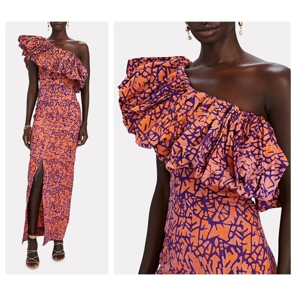 NEW SIKA Uma Printed One-Shoulder Dress (US Size 4   = UK Size 8) - Picture 1 of 8